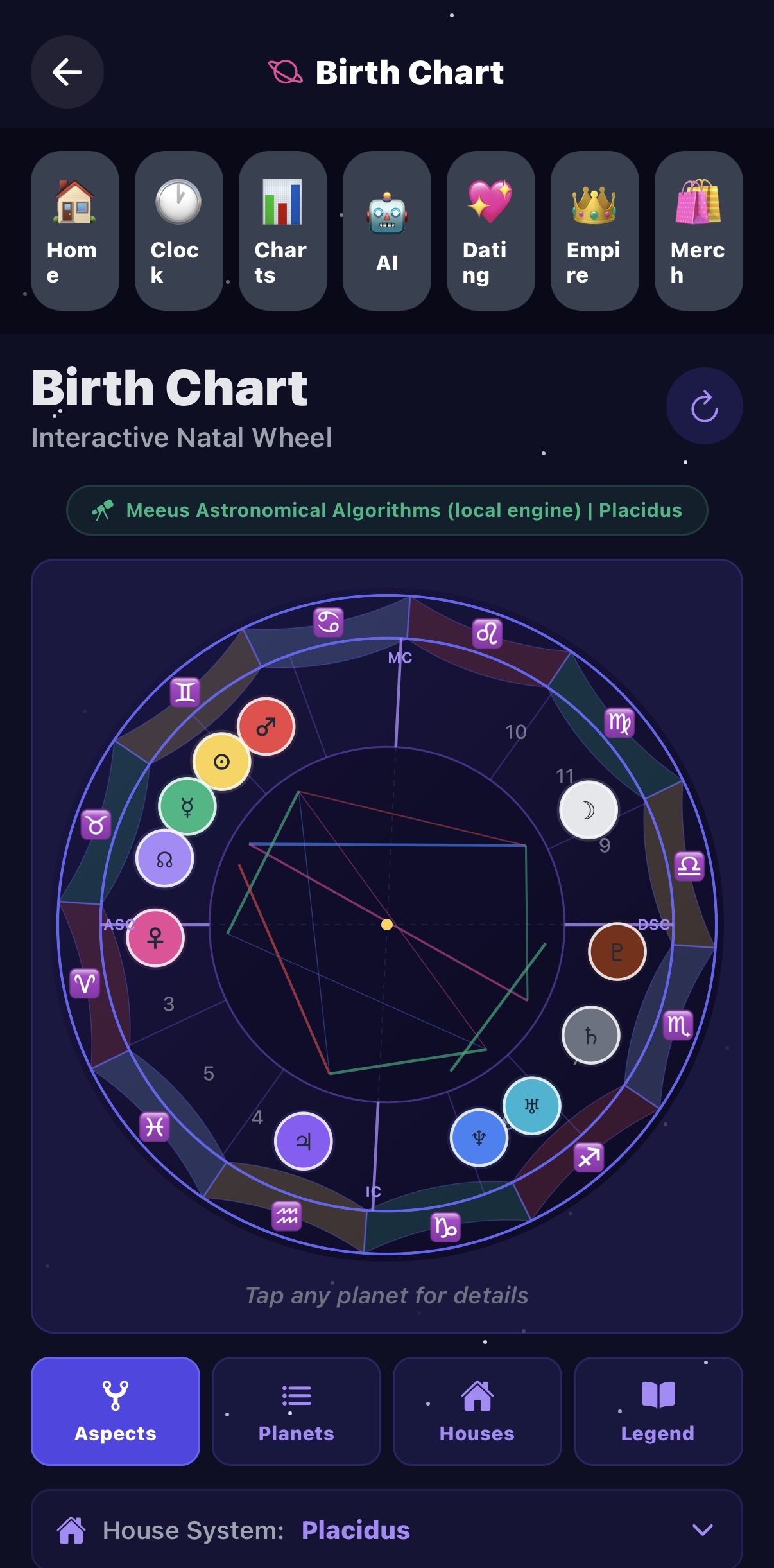 StarFlow Birth Chart Natal Wheel