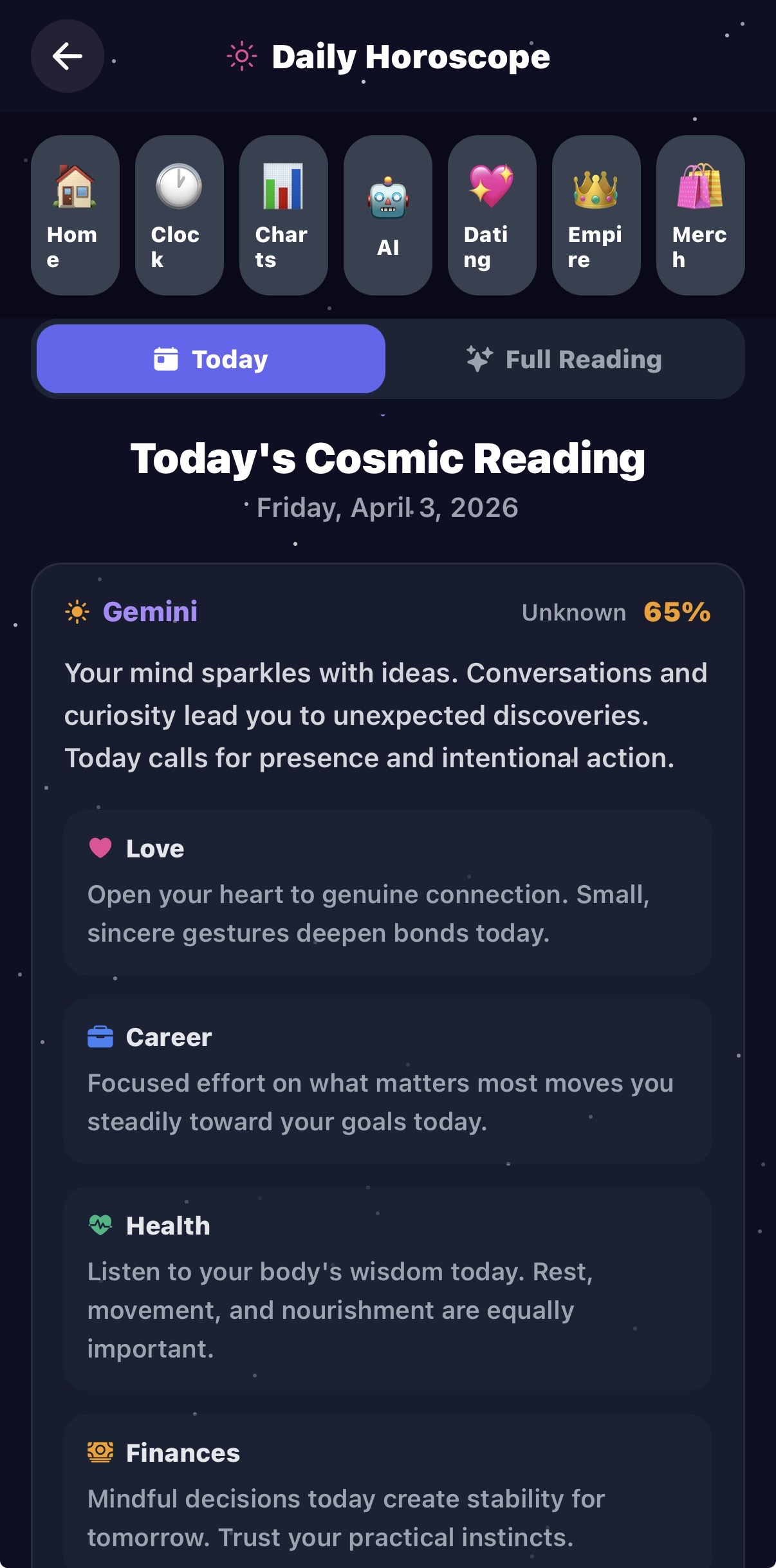 StarFlow Daily Horoscope Today Reading